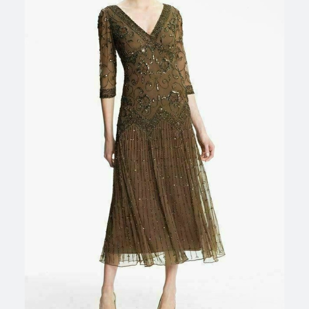 Camille La Vie beaded mesh cocktail Fariy midi dress size 6  whimsigoth